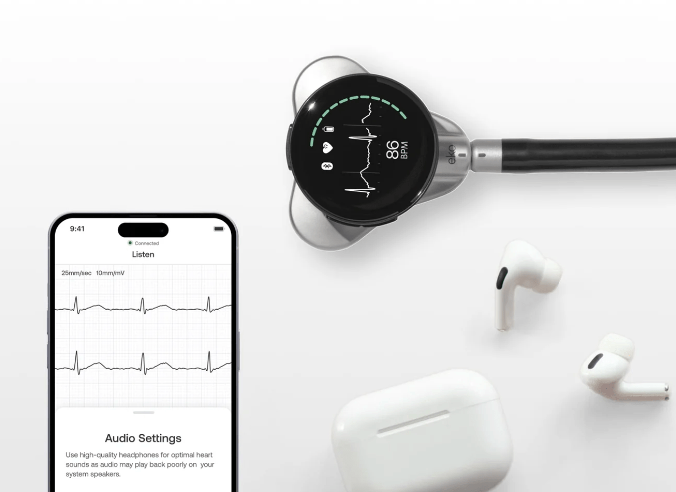 Estetoscopio Digital Eko CORE 500, dispositivo médico avanzado para monitoreo cardíaco preciso en hospitales