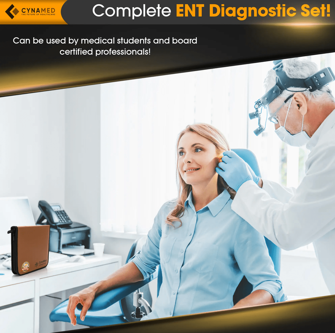 Estuche diagnóstico profesional con equipo médico completo para exámenes clínicos precisos y seguros.