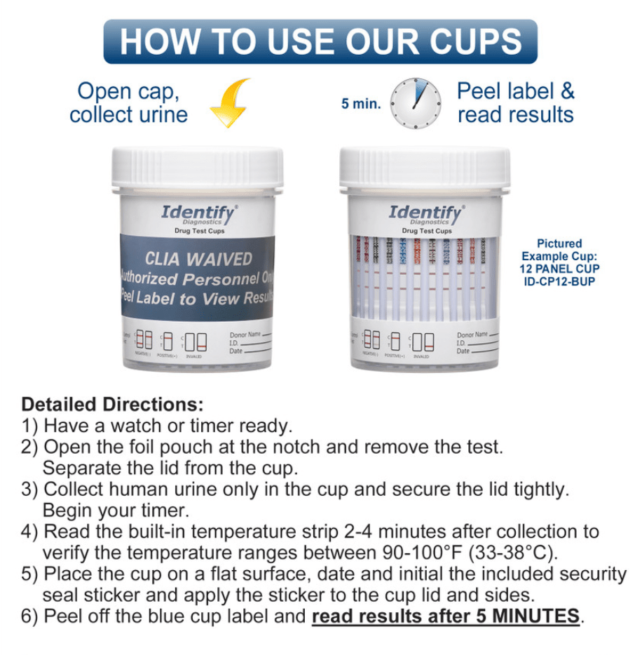 Vaso integrado con sistema antidoping, ideal para pruebas de control antidopaje en entornos profesionales.