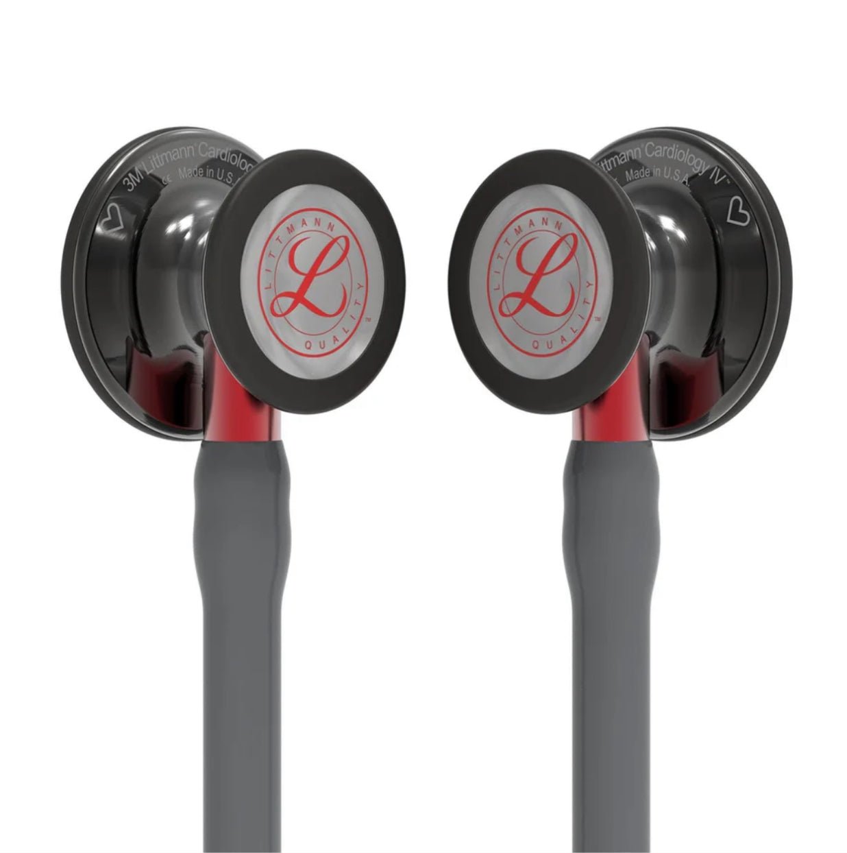 Littmann Cardiology IV Edición Limitada: Grey & Smoke - Red Stem - Red Logo Diaphragm & Engraved Heart 6183 - McStethoscope