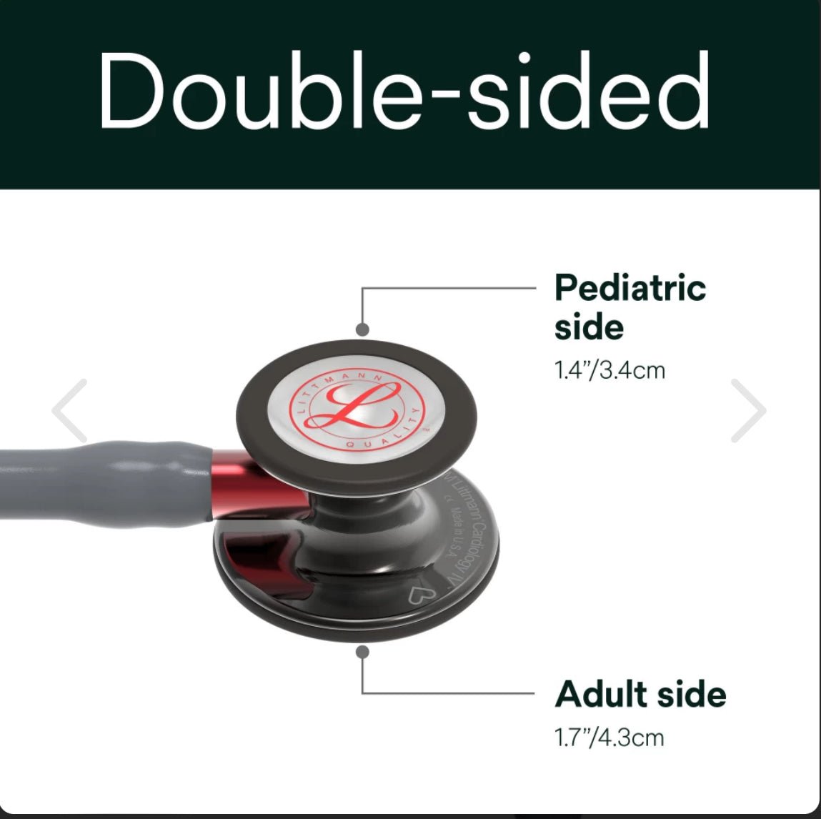 Littmann Cardiology IV Edición Limitada: Grey & Smoke - Red Stem - Red Logo Diaphragm & Engraved Heart 6183 - McStethoscope