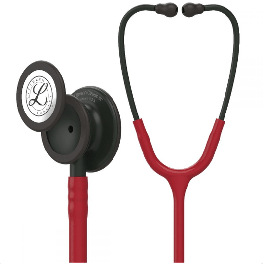 Estetoscopio Littmann Classic III con tubo Black-Burgundy, diseño profesional y alta precisión para diagnóstico médico.