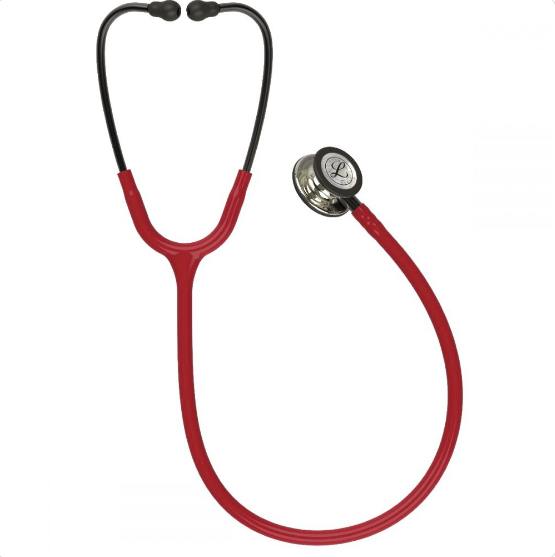 Estetoscopio Littmann Classic III con tubo color champán-burdeos, diseño profesional para diagnóstico médico.