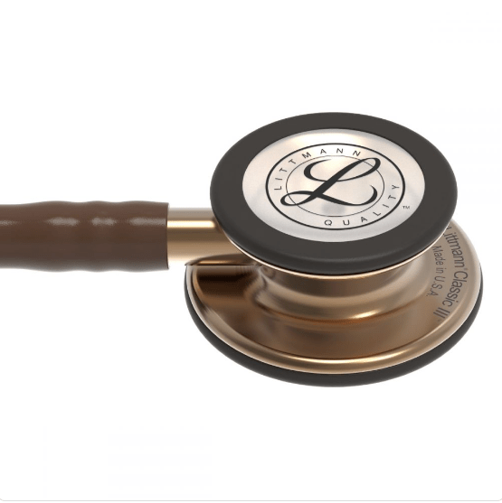 Estetoscopio Littmann Classic III cobre con tubo chocolate, instrumento médico de alta calidad para diagnóstico preciso.