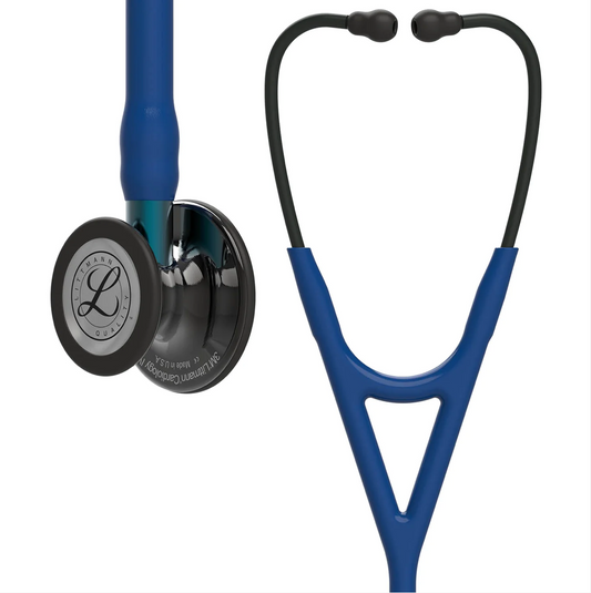 Littmann Cardiology IV: High Polish Smoke-Finish Chestpiece, Navy Tube, Blue Stem and Black Headset 6202
