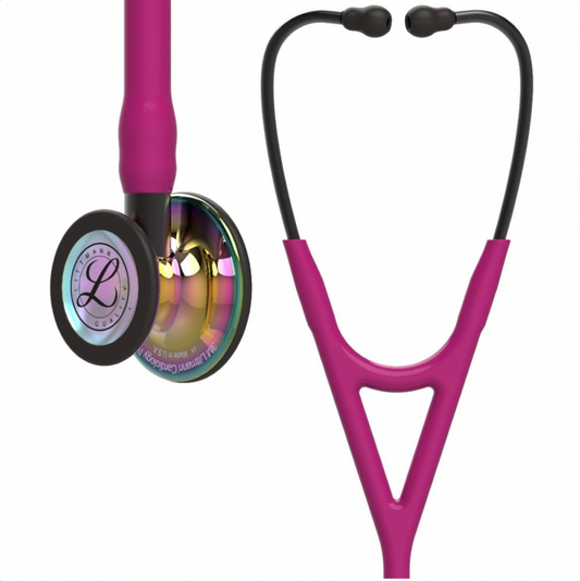 Littmann Cardiology IV: High Polish Rainbow Chestpiece, Raspberry Tube, Smoke Stem and Headset 6241