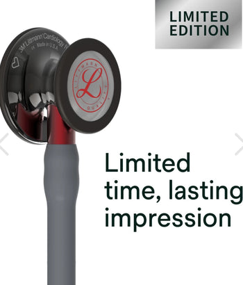 Littmann Cardiology IV Edición Limitada: Grey & Smoke - Red Stem - Red Logo Diaphragm & Engraved Heart 6183