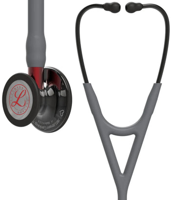 Littmann Cardiology IV Edición Limitada: Grey & Smoke - Red Stem - Red Logo Diaphragm & Engraved Heart 6183