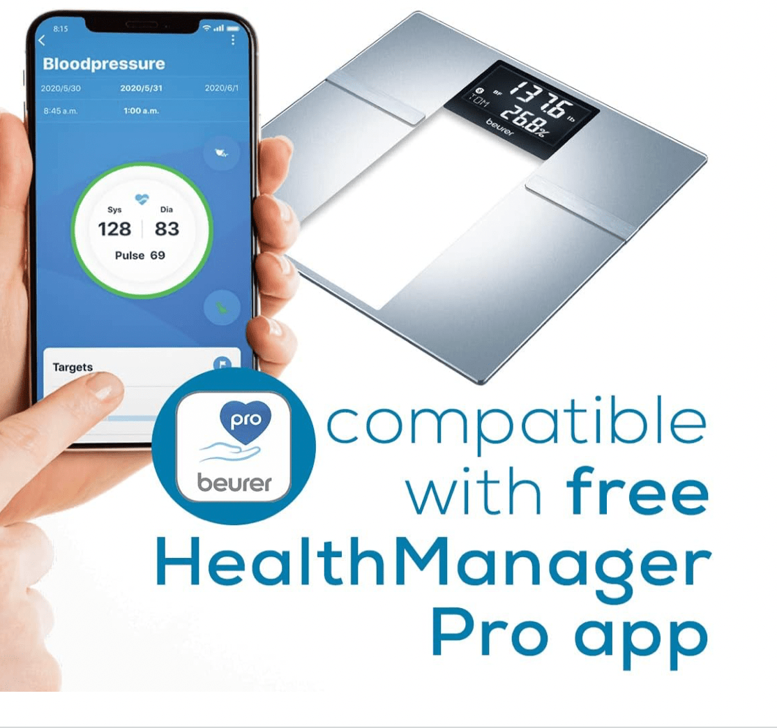 Báscula Beurer BF720 con Conexión Bluetooth | Sensor de Actividad | Mide masa ósea y muscular | IMC | Agua Corporal | Tasa Metabólica Basal | Capacidad: 180kg - McStethoscope