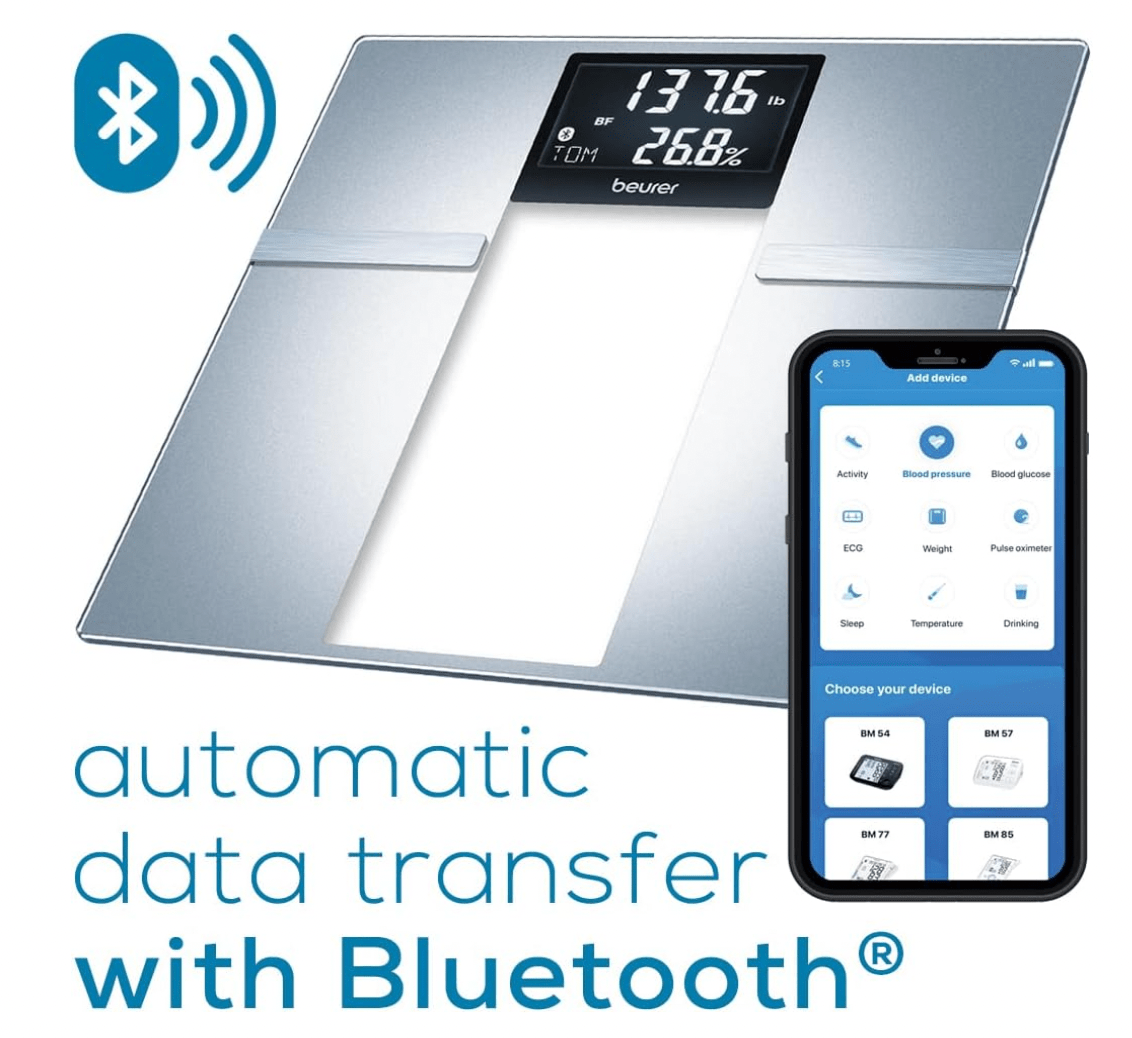 Báscula Beurer BF720 con Conexión Bluetooth | Sensor de Actividad | Mide masa ósea y muscular | IMC | Agua Corporal | Tasa Metabólica Basal | Capacidad: 180kg - McStethoscope