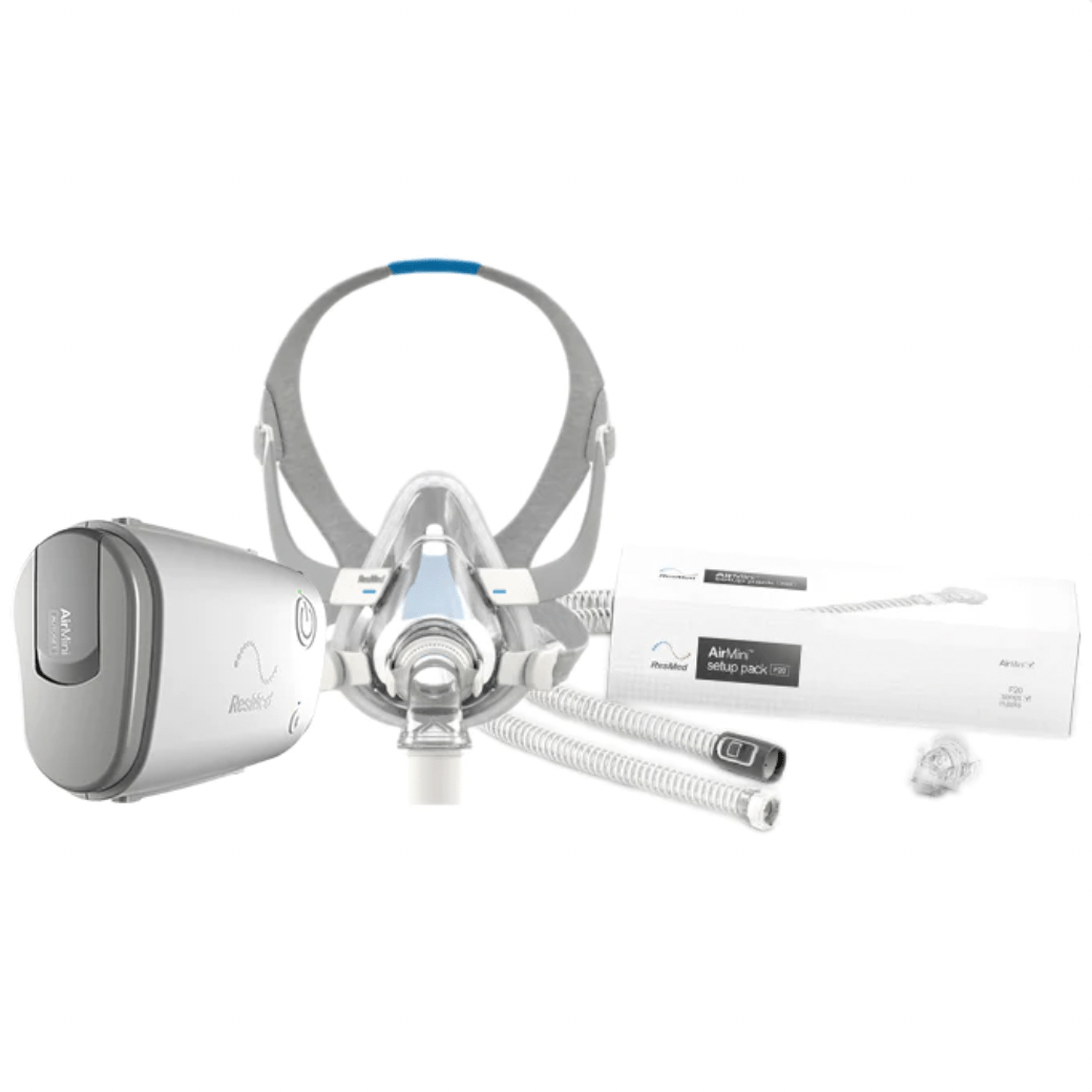 Resmed AirMini con Mask Pack F20, equipo ideal para terapia CPAP eficiente y cómoda