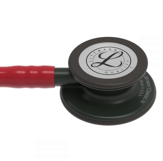 Estetoscopio Littmann Classic III con tubo Black-Burgundy, diseño profesional y alta precisión para diagnóstico médico.