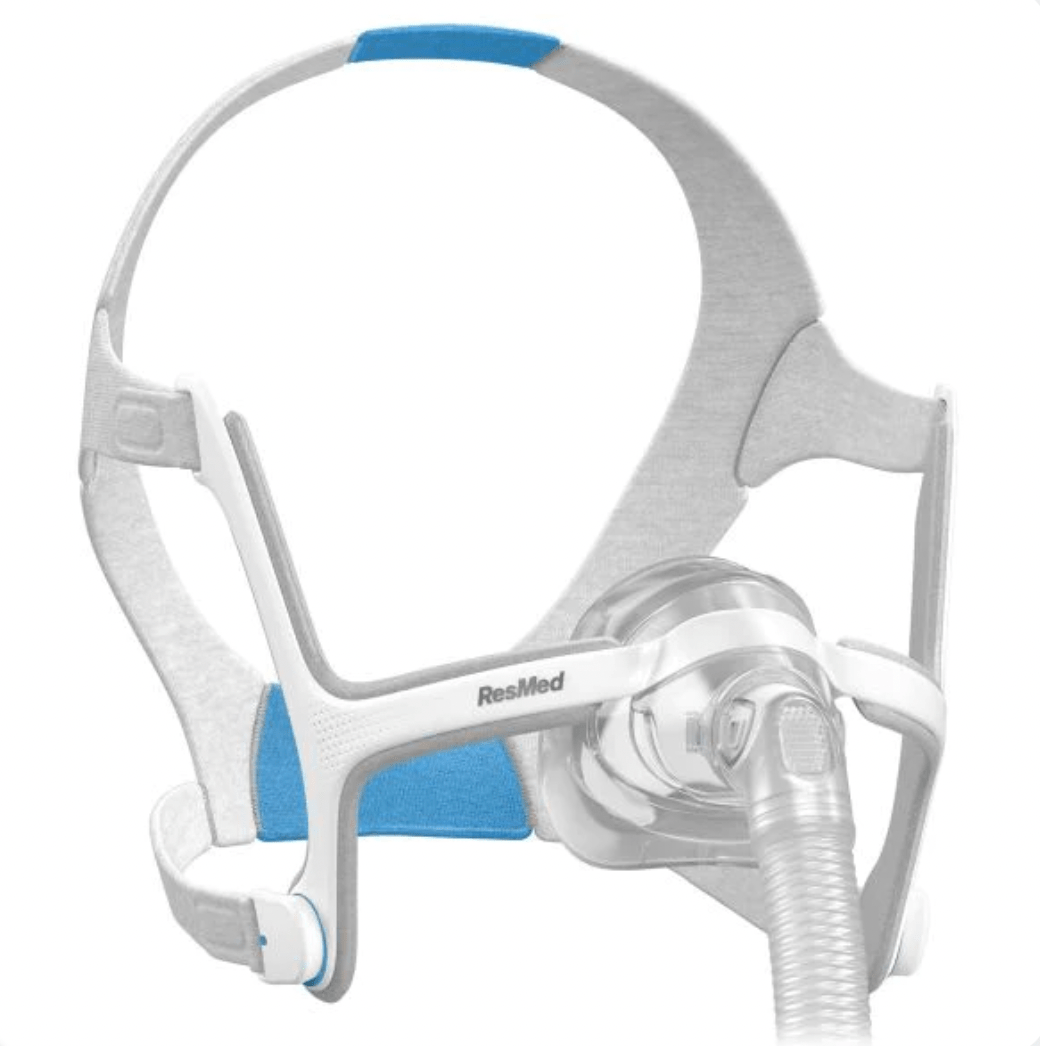 Mascarilla nasal CPAP ResMed diseñada para terapia de apnea del sueño, cómoda y eficiente para adultos.