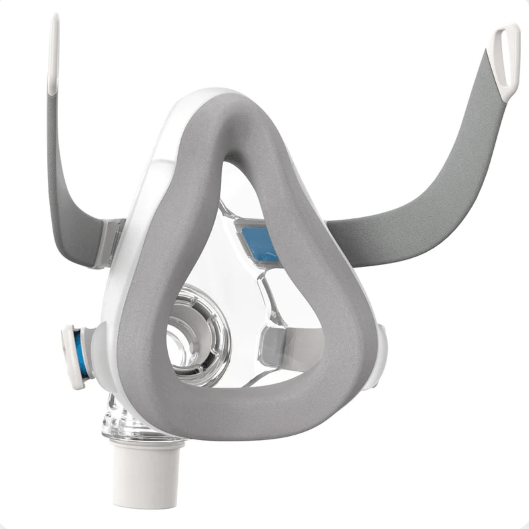 Mascarilla Oronasal CPAP ResMed para apnea del sueño, diseño cómodo y ajuste seguro para terapia respiratoria.