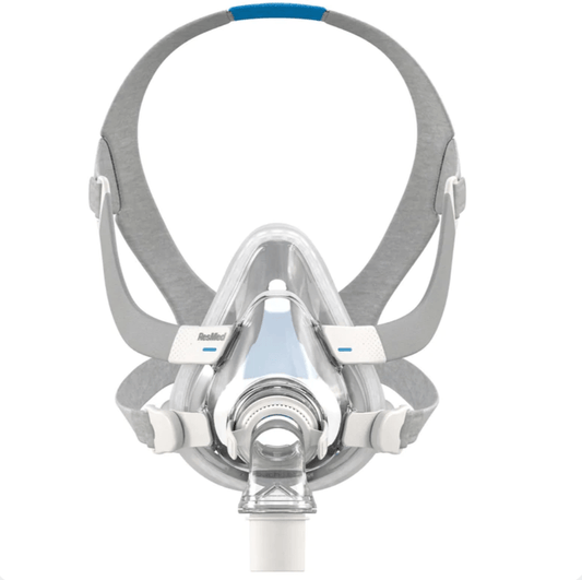 Mascarilla Oronasal CPAP ResMed para apnea del sueño, diseño cómodo y ajuste seguro para terapia respiratoria.