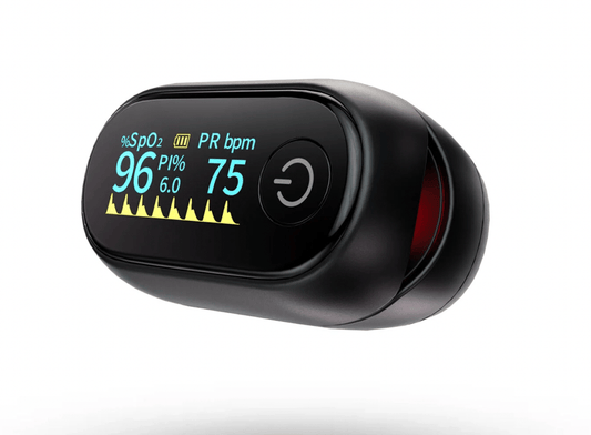 Oxímetro Oxiline Pulse 9S Pro digital para medir la saturación de oxígeno y el pulso en casa o clínica.